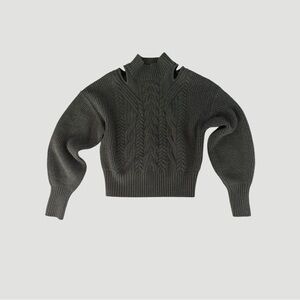 Minimalist Cottagcore Express Conscious Edit Cable Knit Sweater in Olive Green